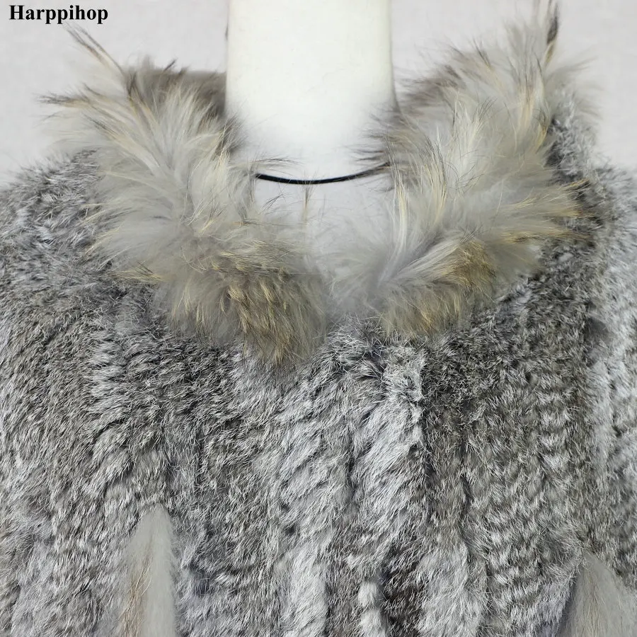 2021 новая коллекция Наилучшее качество реального трикотажные кроличий мех пончо