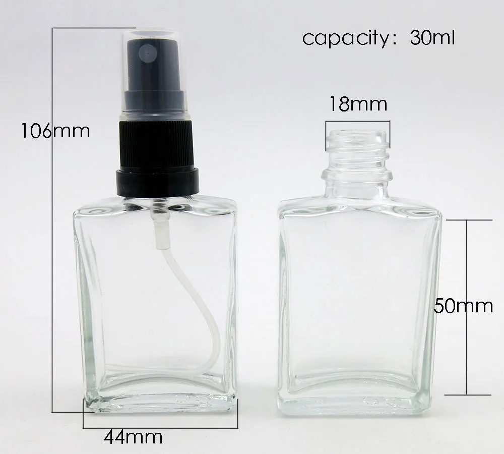 

300 X 30ML Refillable Glass Perfume bottle, 1 OZ Square Glass Sprayer Bottle with Top Quality