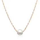 MxGxFam цепочка с одним гладким жемчугом (8 мм), ожерелье для элегантных женщин, модные украшения, цвет розовогобелого золота AAA + 45 см