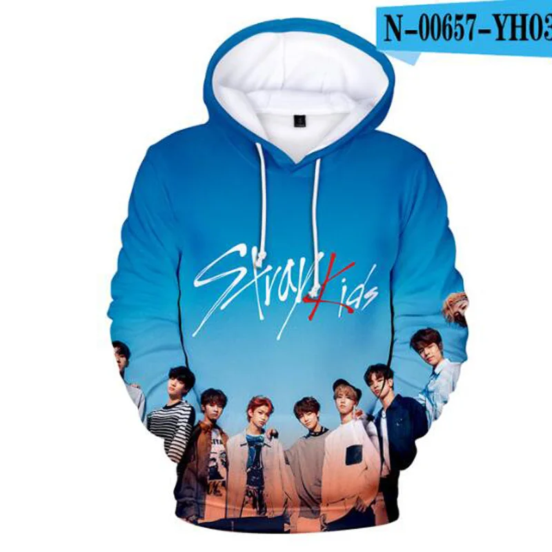 LUCKYFRIDAYF 2019 K-pop K-POP Stray Kids Hoodies Hooded Sweatshirt 3D Printed MINHO JISUNG WOOJIN CHANGBIN FELIX Kpop Harajuku | Женская
