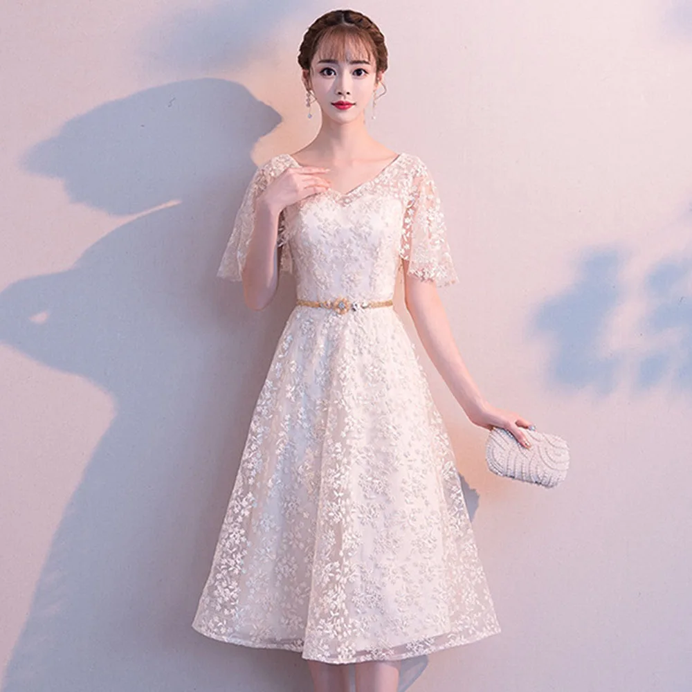 Кружевное коктейльное платье с v образным вырезом элегантный пояс Vestidos De Festa Longo