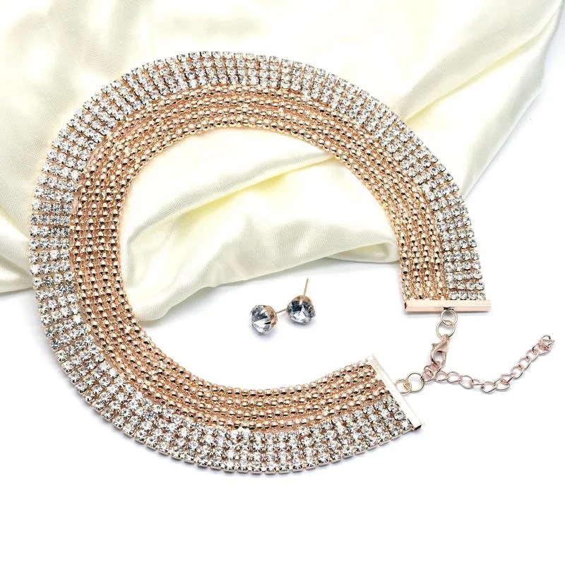 Aaacgyc A016 Jewelry Цепочки и ожерелья 8 слоев золотого цвета со стразами украшения