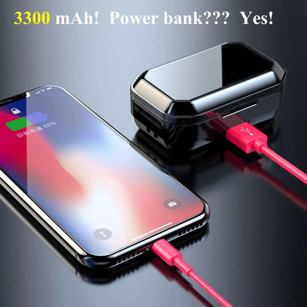 3300 мАч TWS Bluetooth 5 0 беспроводные наушники 9D стерео HIFI гарнитура IPX6