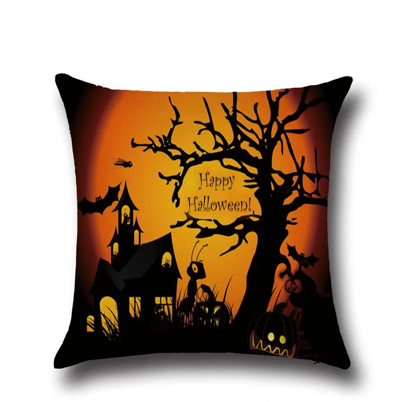 1 шт. Хэллоуин летучая мышь Сова узор дерево хлопок льняная Подушка наволочка