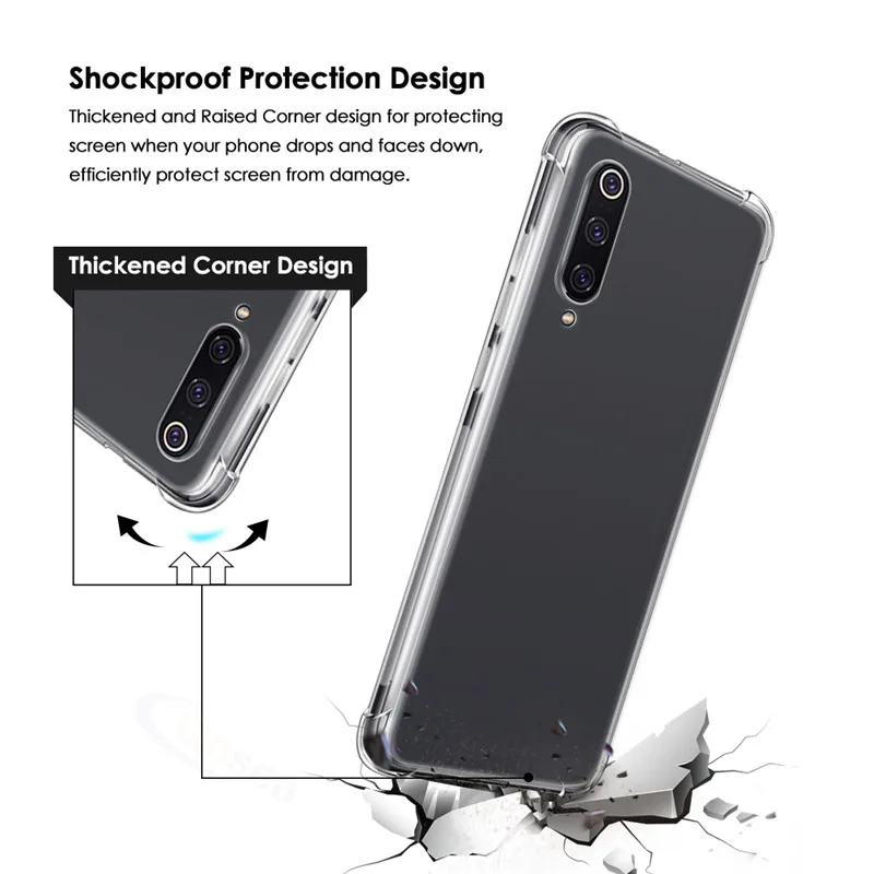 Qosea Phone Case For Xiaomi Redmi K20 Pro Transparent Ultra-thin Silm Silicone Soft TPU Mi 8 9 Lite Coque Cover |