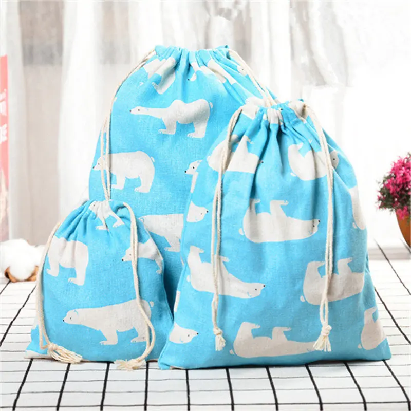 blue bear Фиолетовые 3 шт./набор, сумка на шнурке с принтом фламинго, дорожные Чехлы для обуви, Одежда для хранения, женская косметичка, сумка для стирки, дропшиппинг - Цвет: blue bear