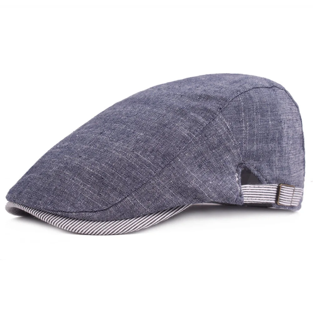 denim blue Новинка, винтажные шапки-береты для мужчин, зимняя хлопковая кепка газетчика, женская классическая плоская кепка плюща, шляпа с козырьком и пряжкой - Цвет: denim blue