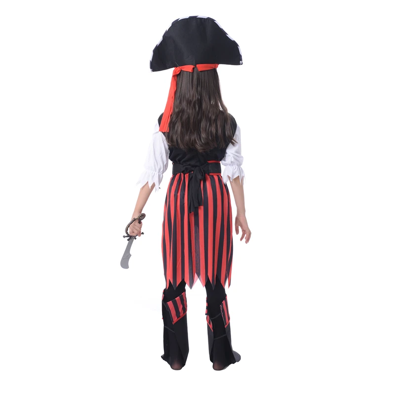 Halloween Striped Girls Skirts Performance Costume Children Cosplay Pirate Clothing Kids Pary Fashion Show Sets With Hat | Тематическая