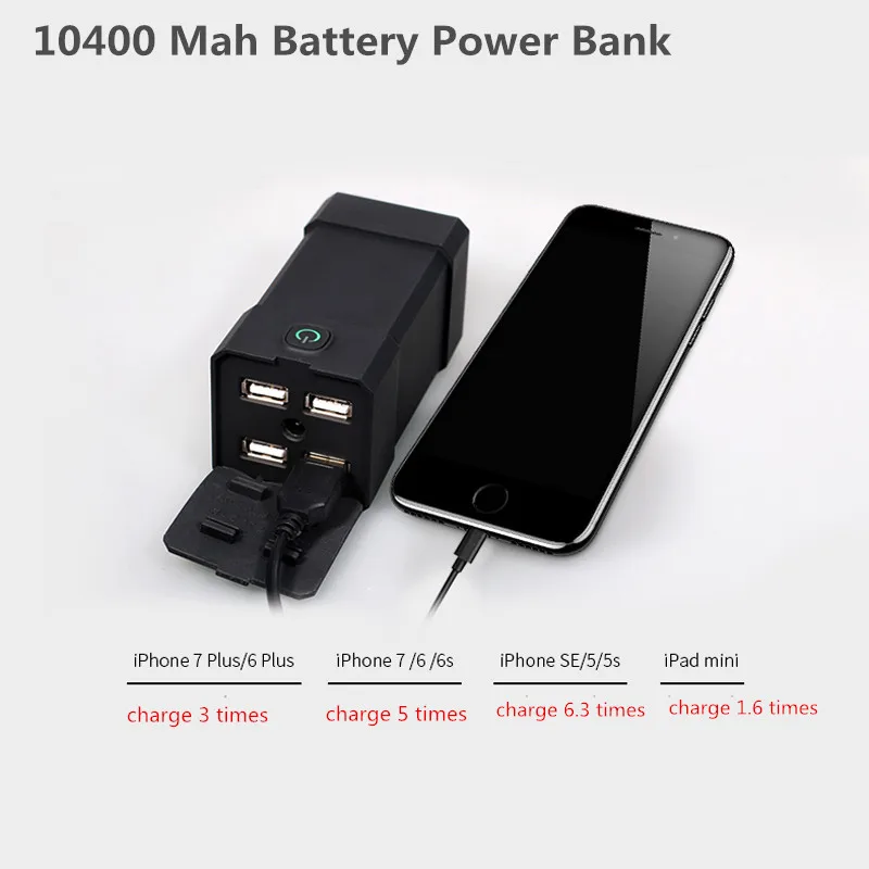 10400 мА/ч Мощность банка 8 4 V 2A Выход ток Перезаряжаемые USB DC Комплекты внешних