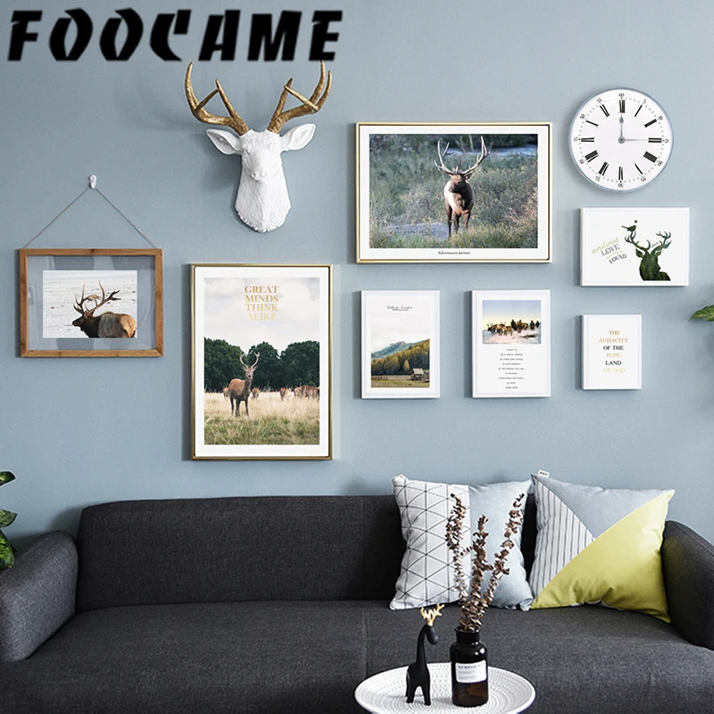 Фон с изображением оленя природы леса скандинавских плакатов и принтов