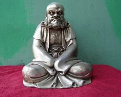 

Copper Brass CHINESE crafts Asian Beautiful Chinese White Copper buddha Bodhidharma statue