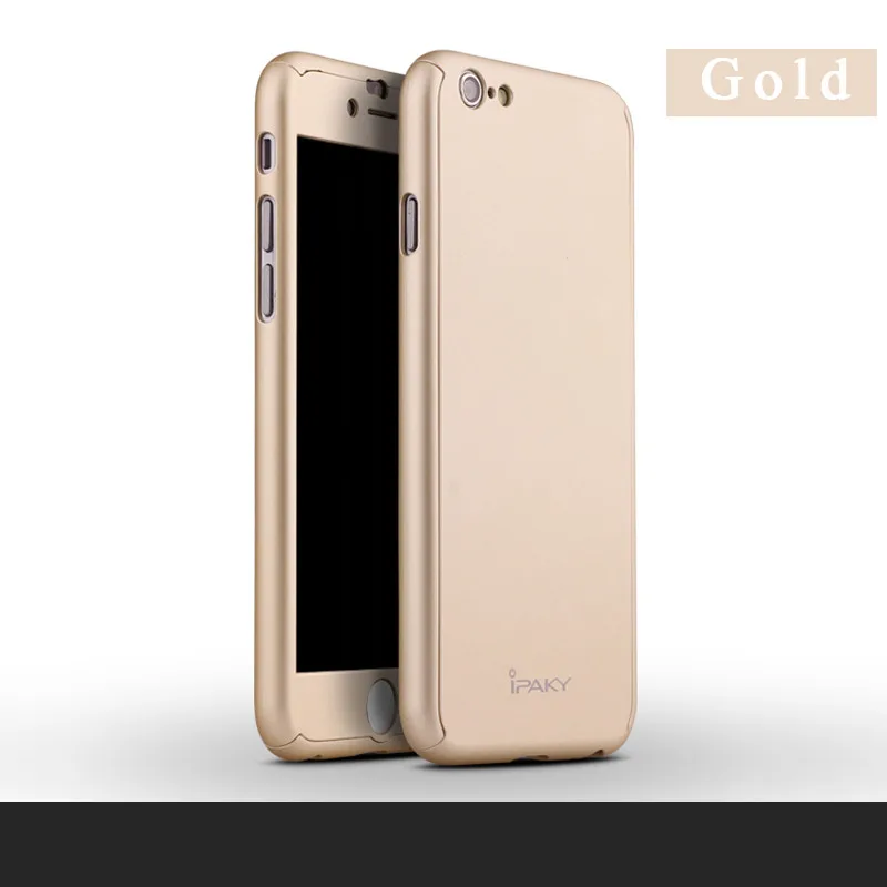 Ipaky для iPhone XS MAX чехол 360 полный защитный Жесткий PC закаленное Flim чехол для iPhone X XR 8 7 6 6s 10 s plus coque чехол s - Цвет: Gold 2