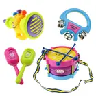 Детские музыкальные игрушки, 5 шт., детский рулонный барабан, музыкальные инструменты, набор музыкальных инструментов, барабан, набор музыкальных игрушек для детей