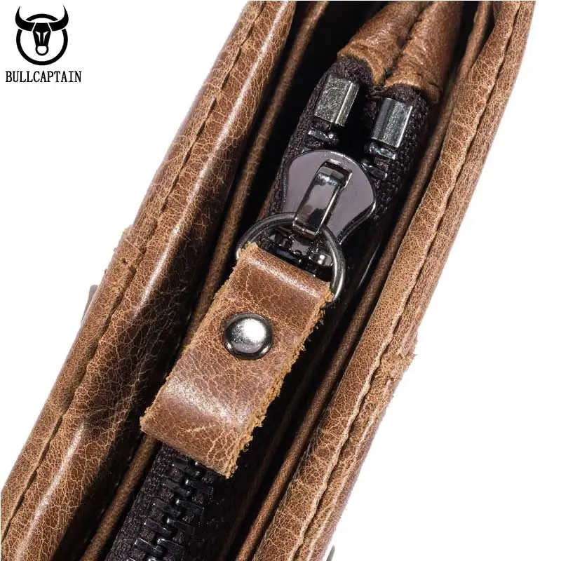 Мужской кошелек из натуральной кожи с отделением для карт на молнии|money bag|man wallet