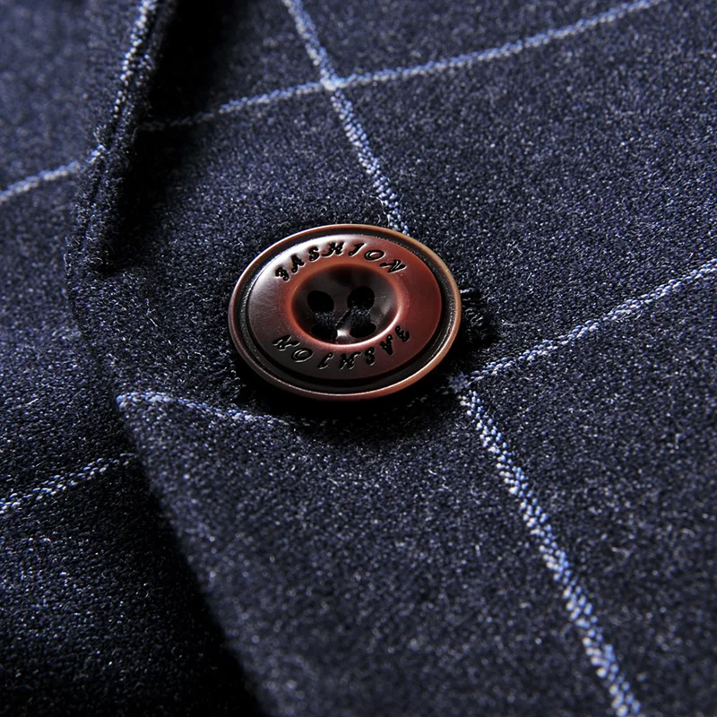 Мужской Блейзер Классический Клетчатый деловой пиджак приталенный элегантный в