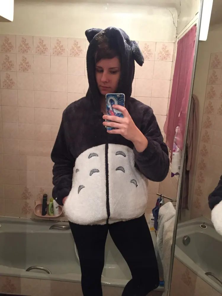 Новая толстовка с капюшоном в стиле Харадзюку Тоторо Kawaii, пальто с надписью «Мой сосед», флисовое пальто с ушками для костюмированной вечеринки, милые рождественские куртки в стиле Харадзюку