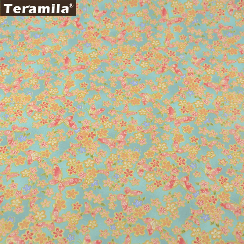 TERAMILA синий и золотой 100% хлопок Ткань Жир четверть домашний текстиль простыня