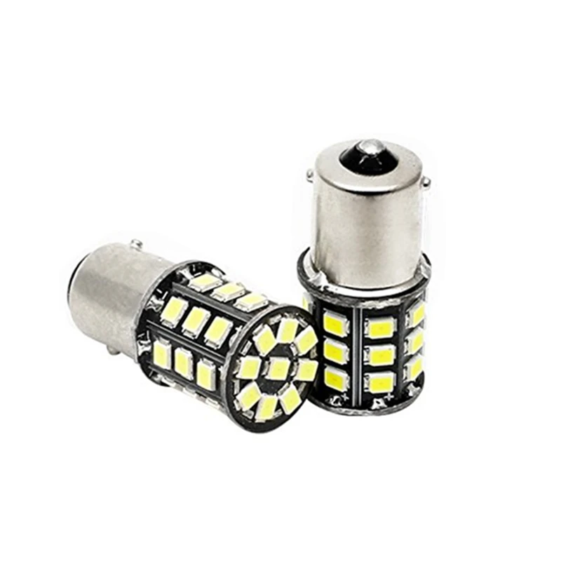Фото 2 шт., белые Автомобильные светодиодные лампы S25 1156 33 SMD BA15S P21W 12 В 24 В №2