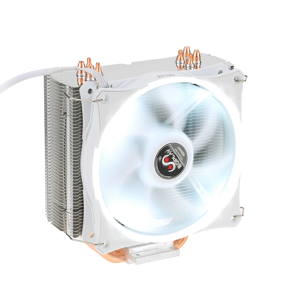 SOPLAY cpu Cooler 4 тепловые трубки 4pin 12 см белый светодиодный вентилятор ПК компьютер для Intel LGA 115X AMD все серии охлаждения процессора вентилятор радиатора