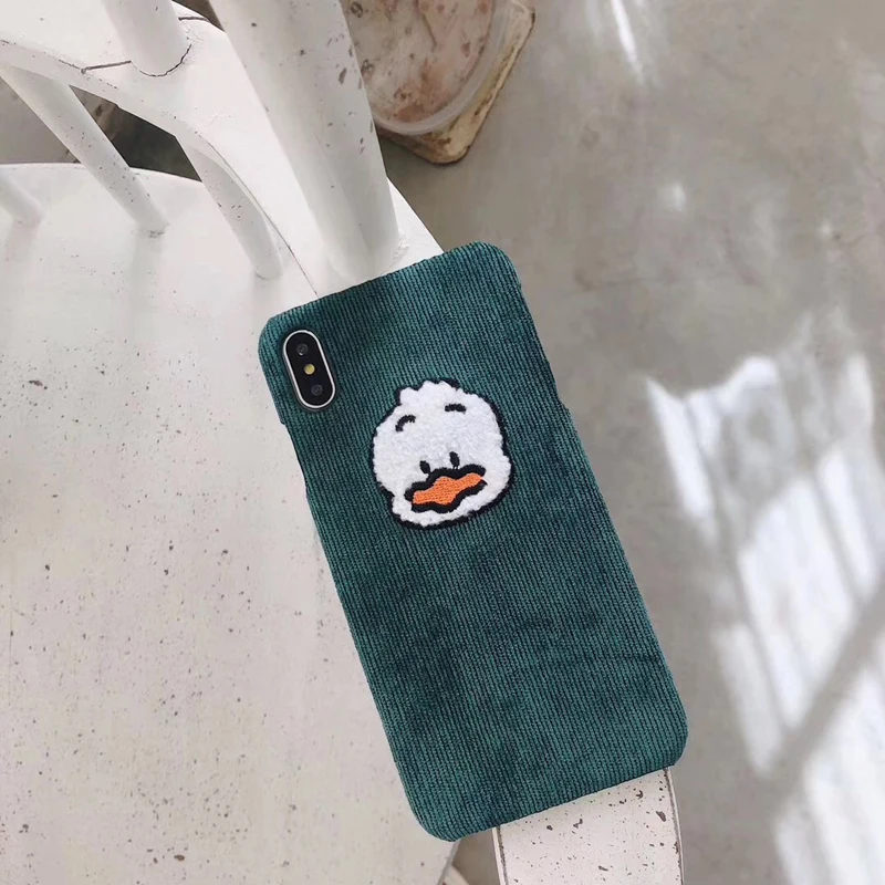 Вельветовая ткань с вышивкой, чехол для телефона для iphonexs XR xsmax милая собака животное утки жесткий поликарбонатный чехол для телефона для iphone6 6s 7 8 plus