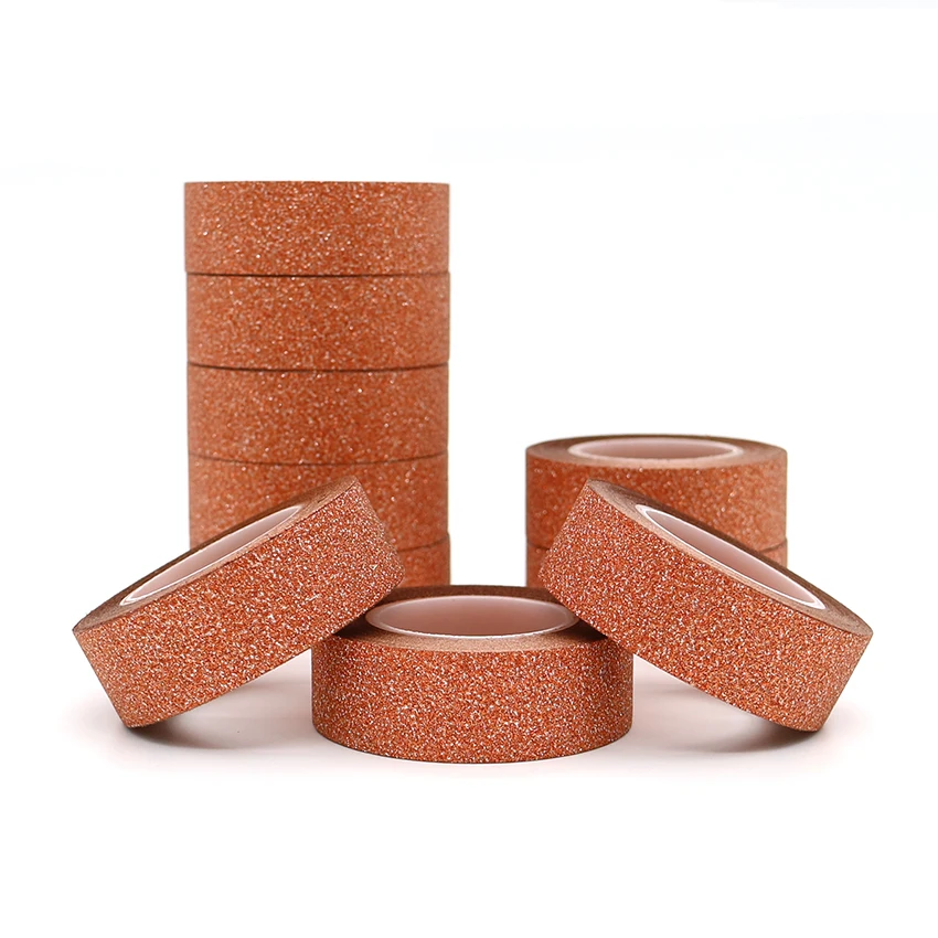 

10m*15mm Creative Orange Colour Washi Tape Glitter Flash Stickers DIY Decoration Adhesive Hand Account Tape Masking Tape 1 PCS