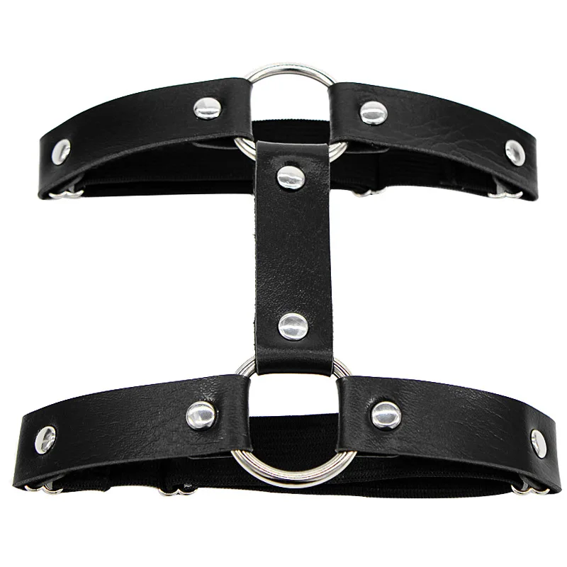 Style 1 Black Панк Харадзюку подвязки из искусственной кожи пояс Связывание Эротическое белье для женщин ноги жгут шесте танец сексуальные костюмы подтяжки ремни - Цвет: Style 1 Black