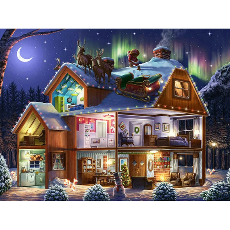 

5D DIY Diamond Embroidery moonlight Christmas house Diamond Painting Cross Stitch full Square Rhinestone Mosaic decoration