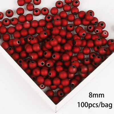 Red 8mm Черные/красные матовые пластиковые круглые бусины 6, 8, 10, 12, 14, 16 мм ABS морозные круглые бусины 15-200 шт для изготовления ювелирных изделий своими руками - Цвет: Red 8mm