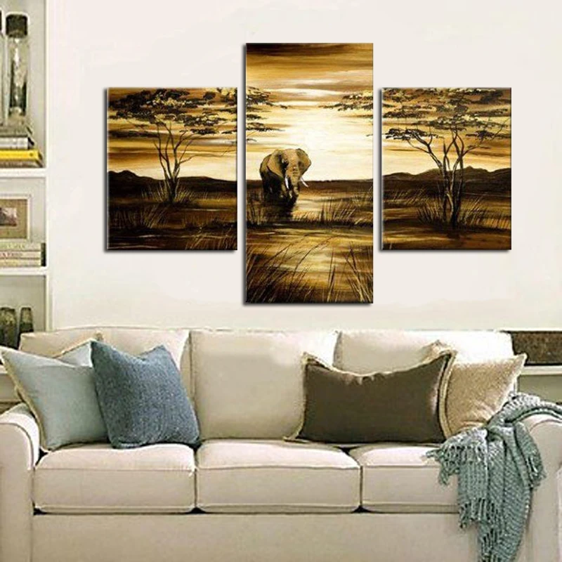 Новая современная ручная роспись маслом на холсте Африканский ландшафт Саванна