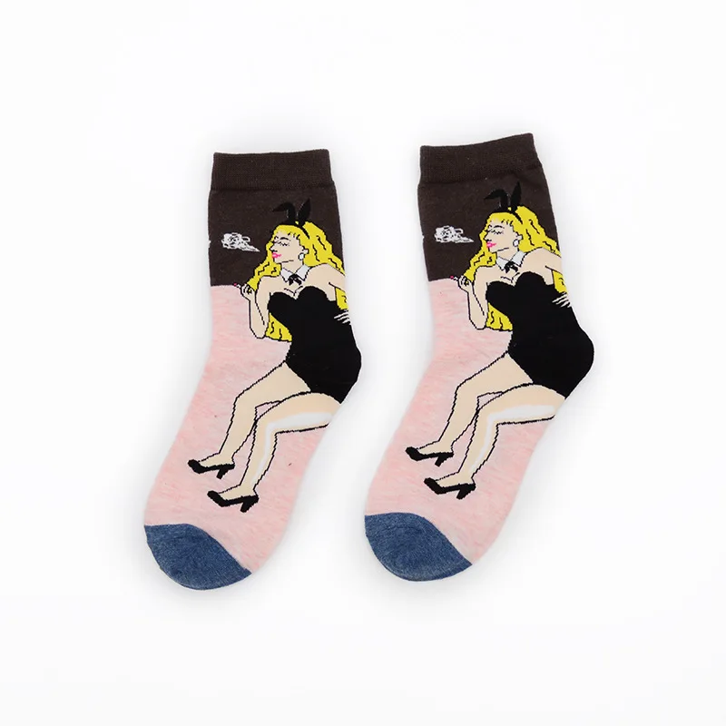 Осенне-зимние носки для девочек в стиле ретро с абстрактным рисунком Монро