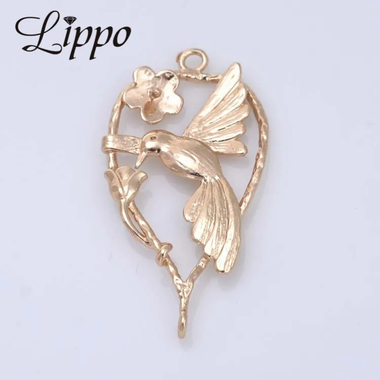

10 шт., 24k Золотая птичка, коннектор для ювелирных изделий с цветами, подвески для птиц, детали для изготовления ювелирных изделий, ожерелий