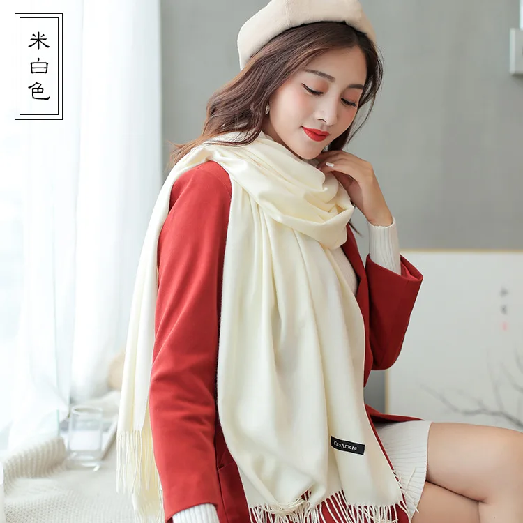 Jinjin. QC зимний женский шарф кашемировые однотонные шарфы и шали Echarpe платок Femme Пашмина с кисточкой Прямая поставка