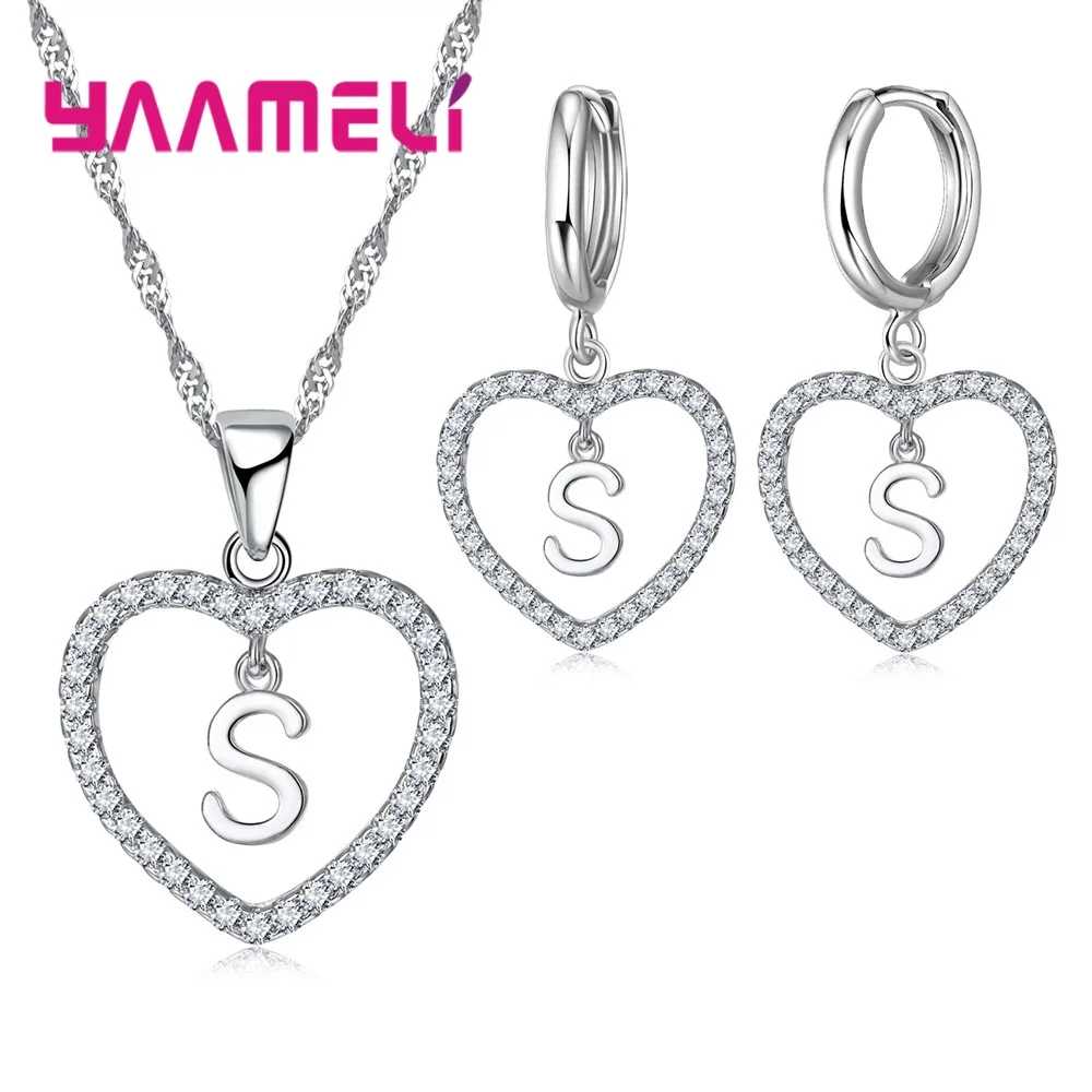 Набор ювелирных изделий с буквами в виде сердца модный и классический женский