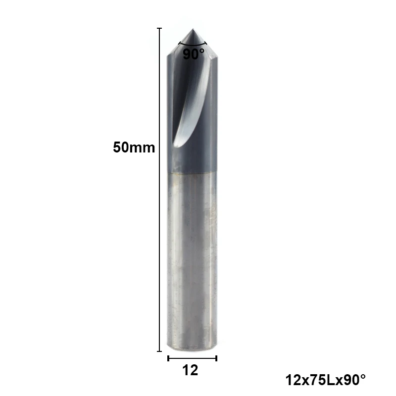 12x12x75L XCAN 1 шт. 90 градусов фаска Концевая фреза 2-12 мм 2 Флейта фаска резак фаска фреза Карбид Концевая фреза - Длина режущей кромки: 12x12x75L