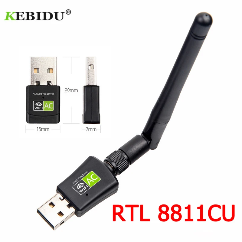 

Kebidu 600Mbps Dual Band 2.4G + 5Ghz Free Driver USB WiFi Adapter Wi-Fi Antenna Wifi Dongle Laptop PC Receiver RTL8811CU