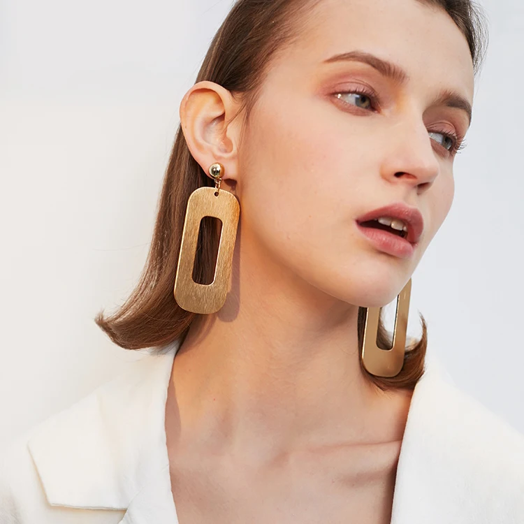 Женские серьги-подвески крупные геометрические серьги овальной формы