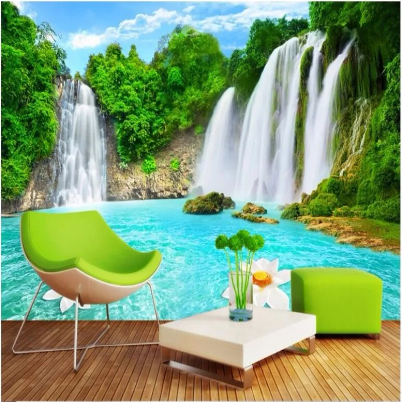 

BeibehangCustom 3D обои скала пейзаж с водопадами пейзаж ТВ фон обои для стен 3 d papel де parede