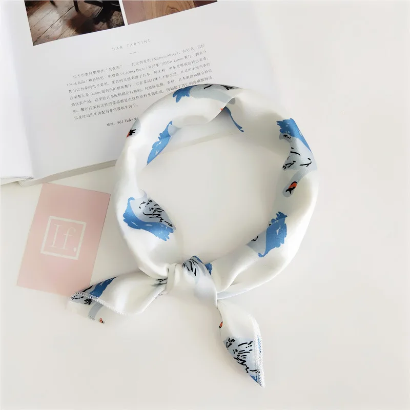 21 Квадратный шарф повязка для волос для деловых женщин вечерние элегантные маленькие винтажные обтягивающие Ретро голова шеи Шелковый сатиновый шарф - Цвет: 21