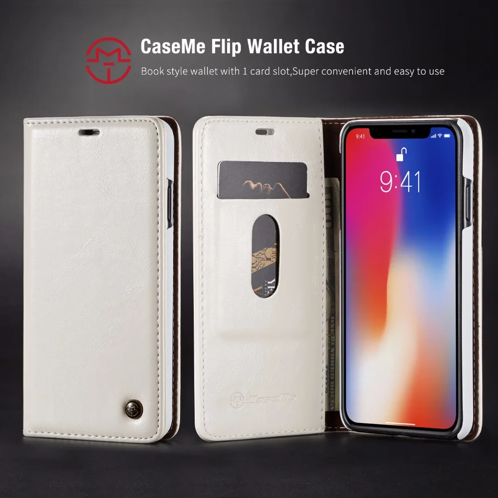50 шт./лот чехол для телефона Iphone Xs max Xr роскошный CaseMe кожаный магнитный X 8 7 6 plus|Чехлы-портмоне| |
