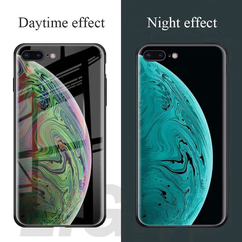 Светящийся чехол для телефона iPhone XR XS Max X 8 7 6S 6 Plus из закаленного стекла с рисунком