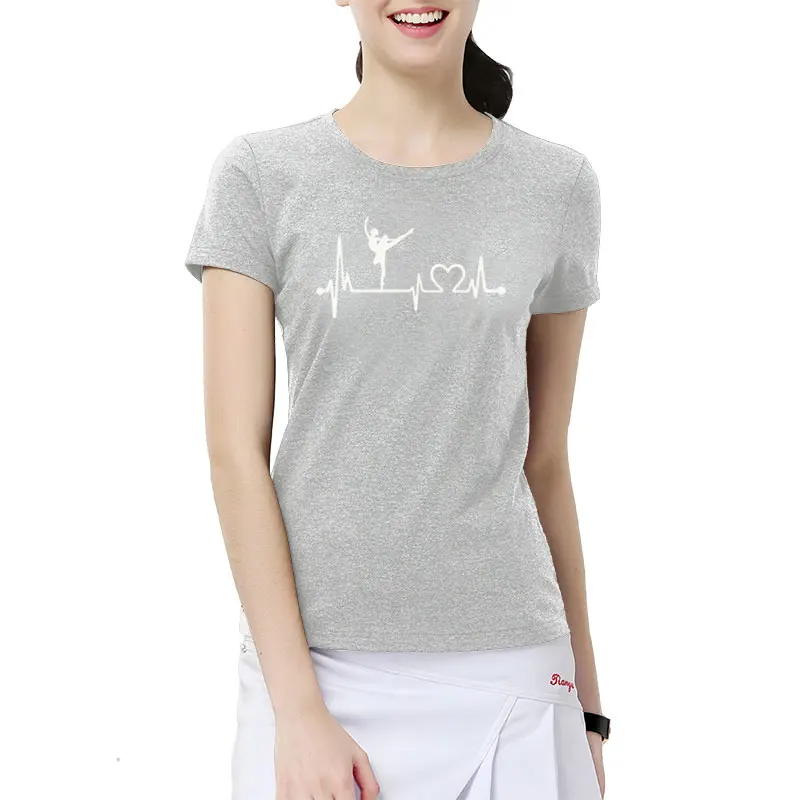 Новая мода Harajuku балет балерина танец сердцебиение печатных для женщин футболки повседневное Лето короткий рукав Футболка хлопковые топы - Цвет: 12
