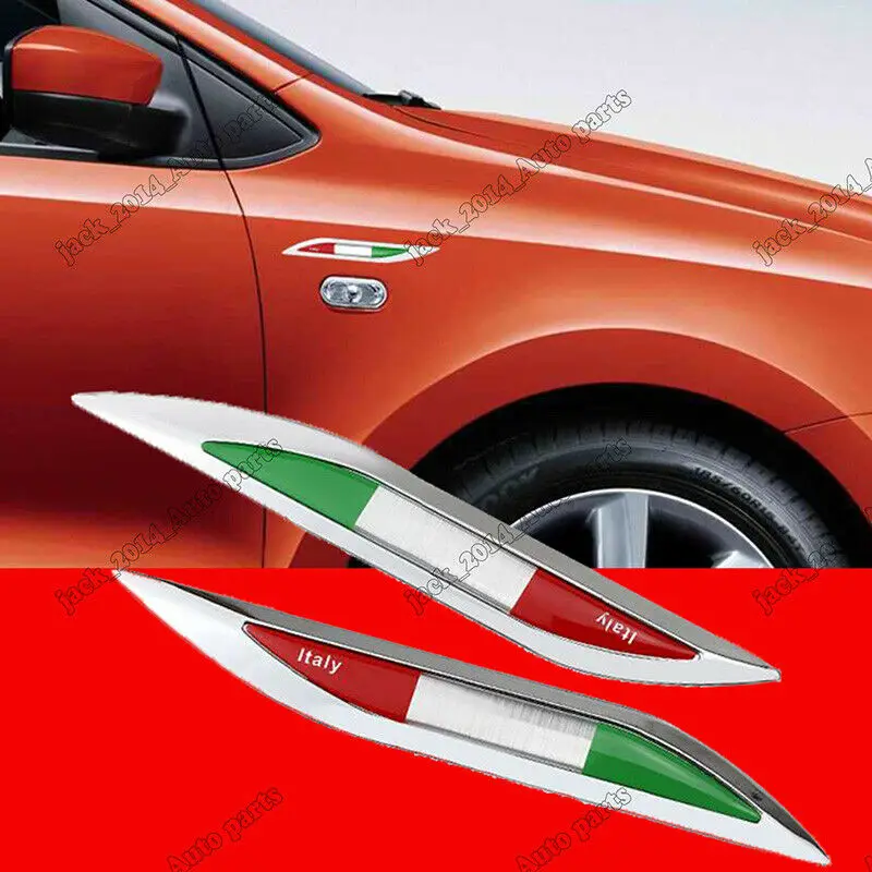 

Italy Flag 3D Metal Car Truck Blade Fender Sticker Decal 2pcs/set universal