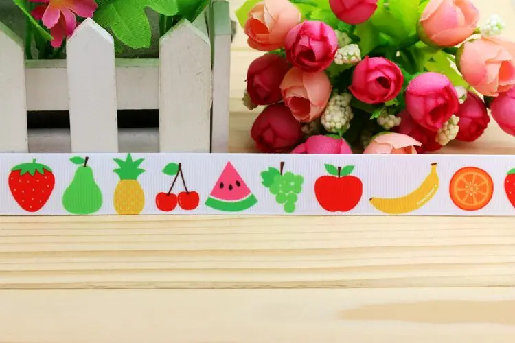 7/8 дюймов Бесплатная доставка корсажная лента с принтом фруктов Материал