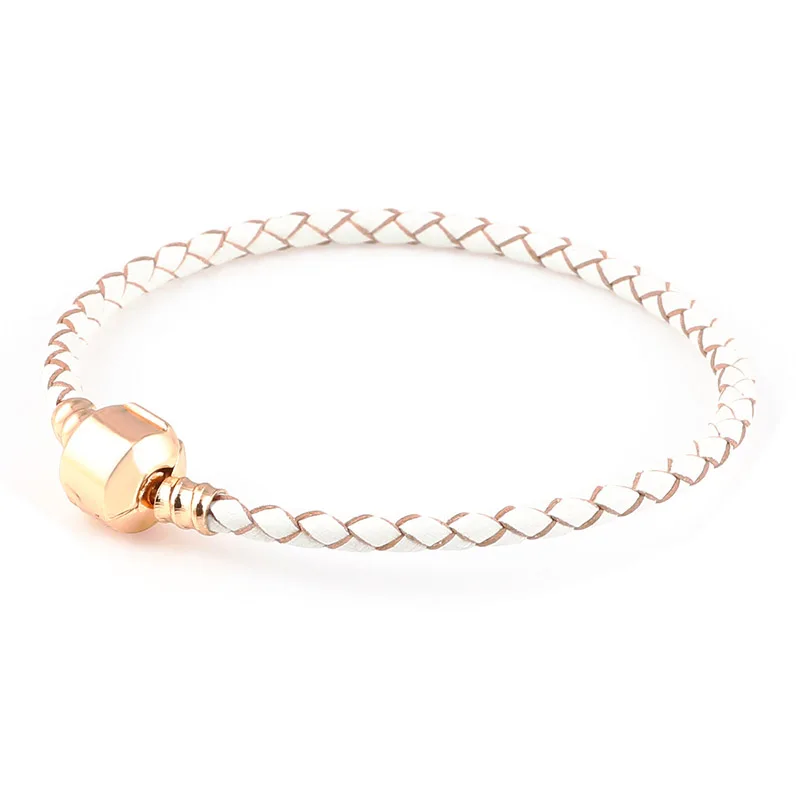 Позолоченные белые кожаные 4 мм подвески-цепочки для браслетов подходят из