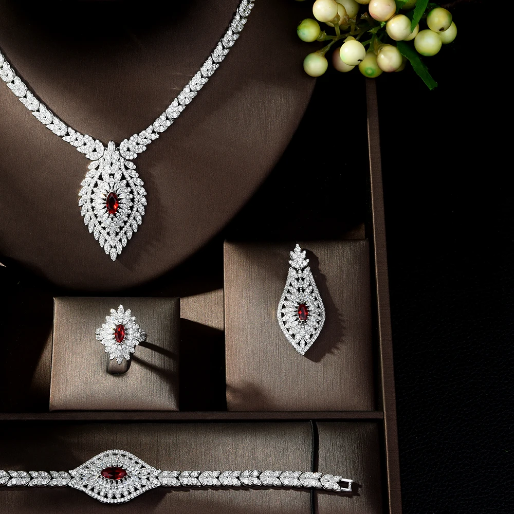 HIBRIDE цветок капли воды роскошные женские нигерийские Свадебные ювелирные