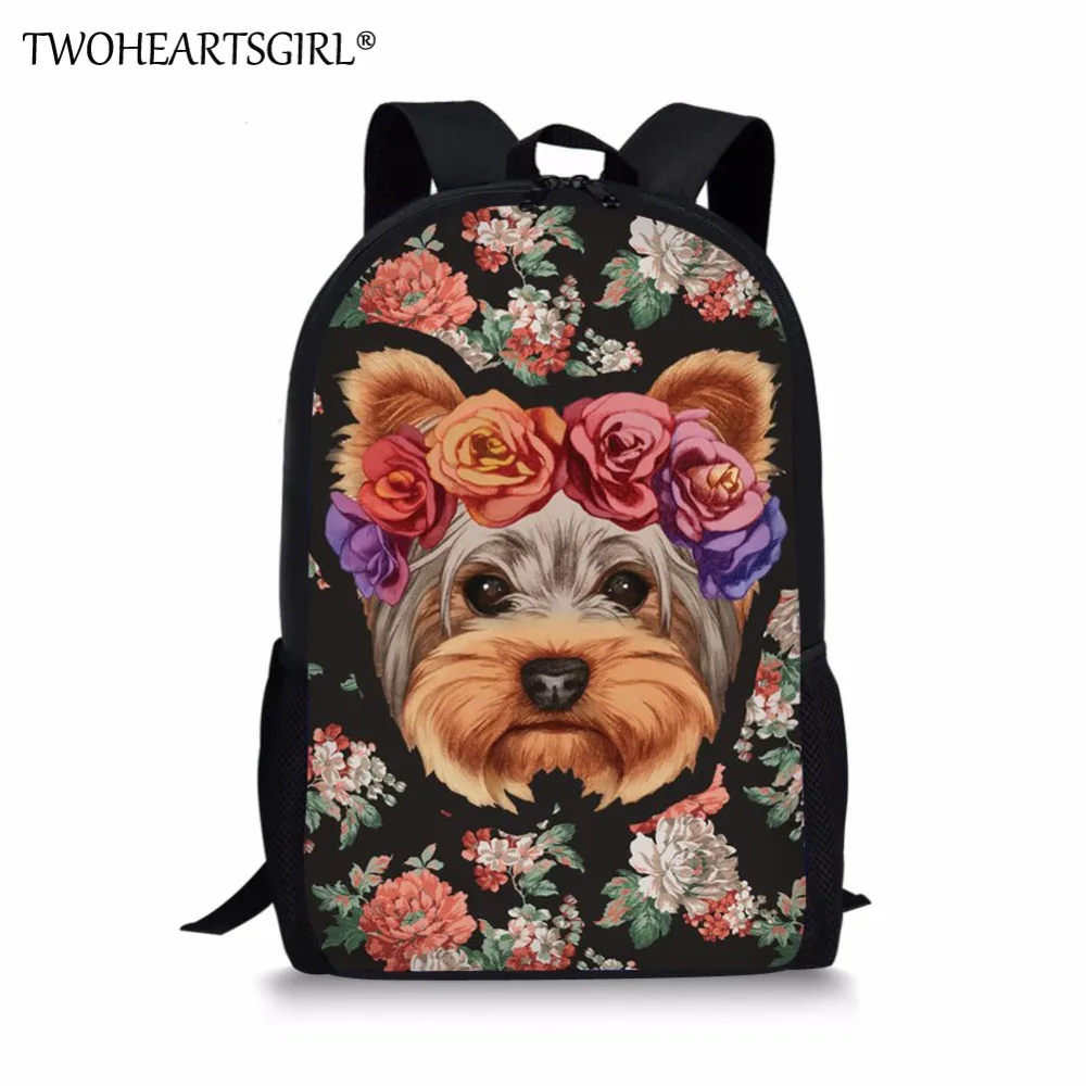 

Twoheartsgirl Cute Teen Girl School Bags Floral Schnauzer Children Kids Schoolbags Fashion Primary Junior Student Kids Bookbags