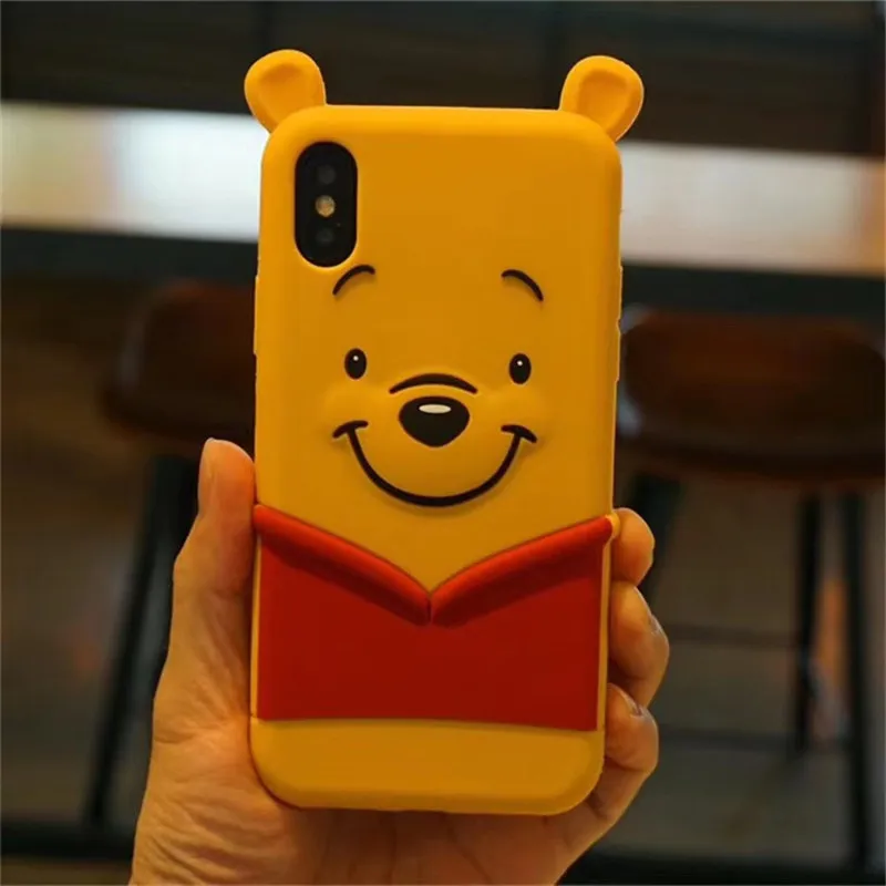 3D Cartoon Winnie Bear Soft Silicone Case For iphone X Xs 7 8 6 6s Plus Lovely Anti knock Rubber Phone Cover Coque |