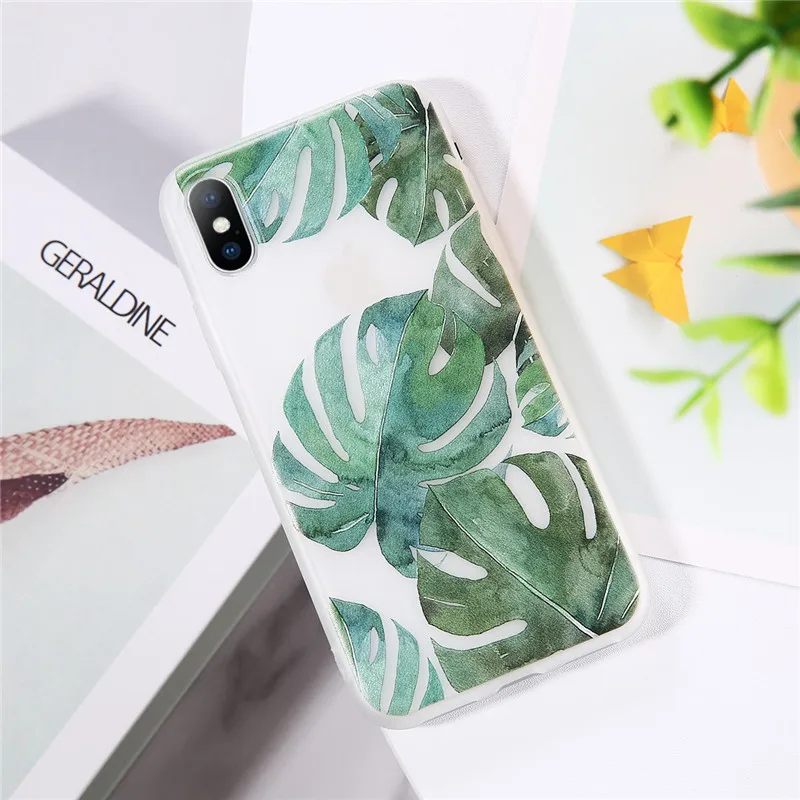 AC7174 Чехол для телефона USLION Green Potted Plant Leaf для iPhone 11 Pro Max X XS Max XR, чехол для iPhone 6 7 6S 8 Plus, мягкий прозрачный чехол из ТПУ - Цвет: AC7174