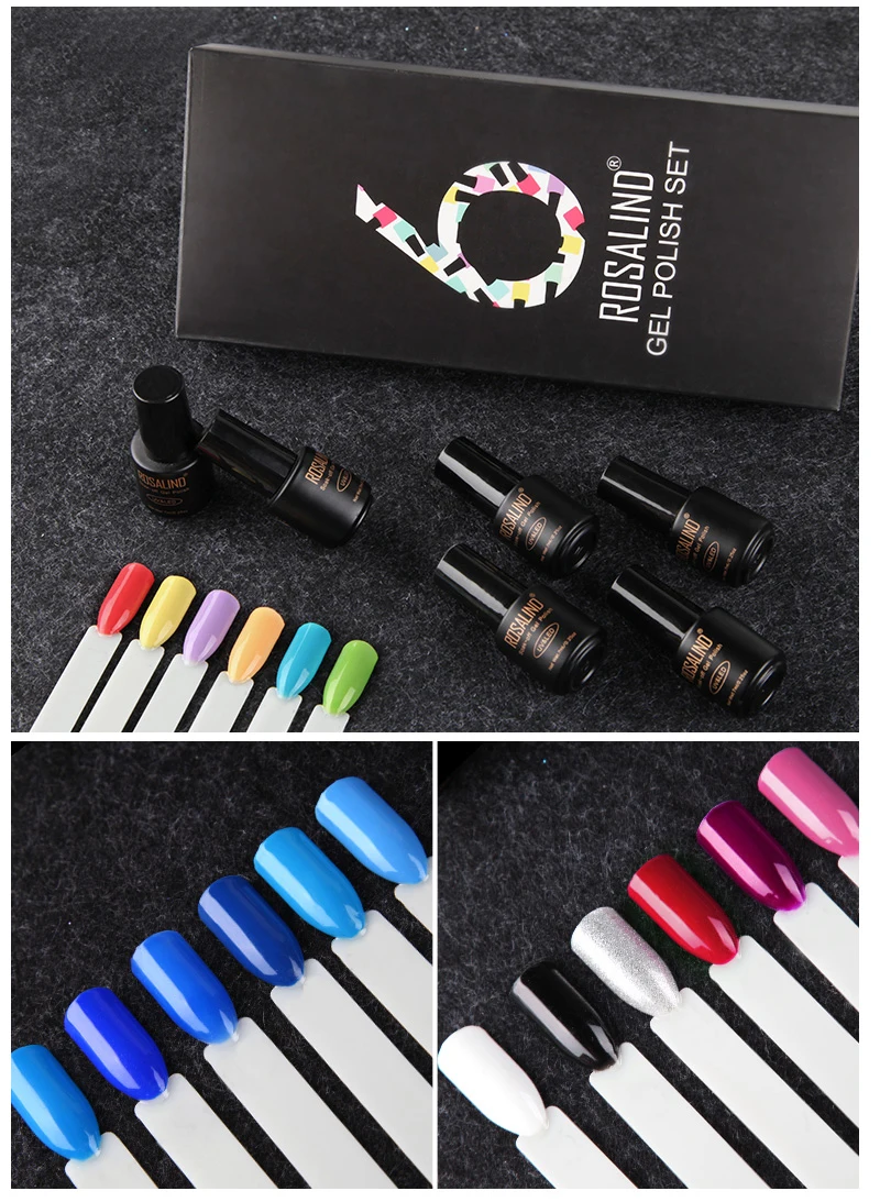 (6 шт./лот) Набор для ногтей ROSALIND 7 мл отмачиваемый УФ светодиодный лак Ногтей