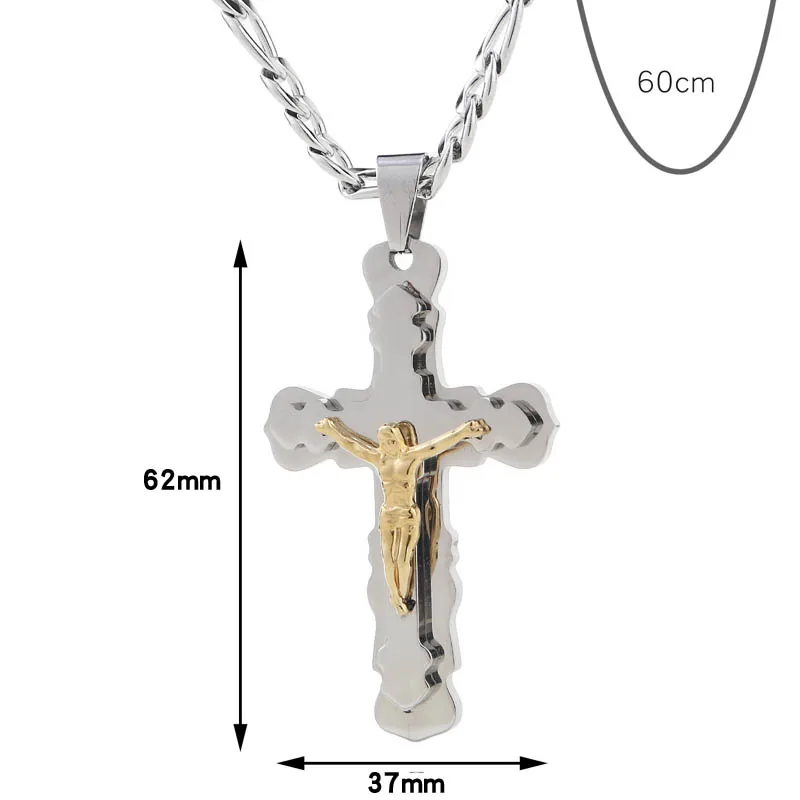 Крест Христианский Золотой Серебряный тон из нержавеющей стали распятие Иисус